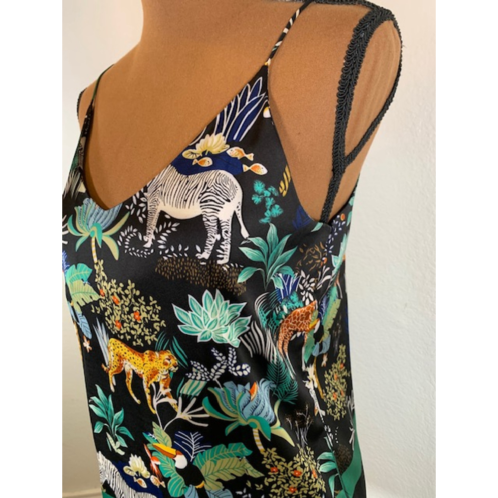 PRICE DROP! Women's Claudia G Tank Top Size L Black Animal Print Safari